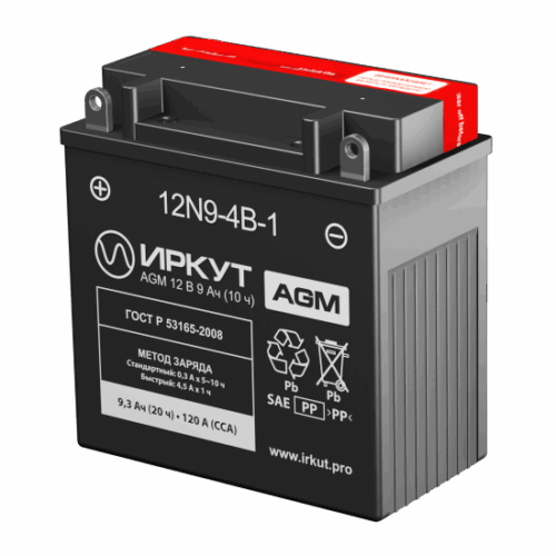 Аккумулятор ИРКУТ 12N9-4B-1 (136х76х134)