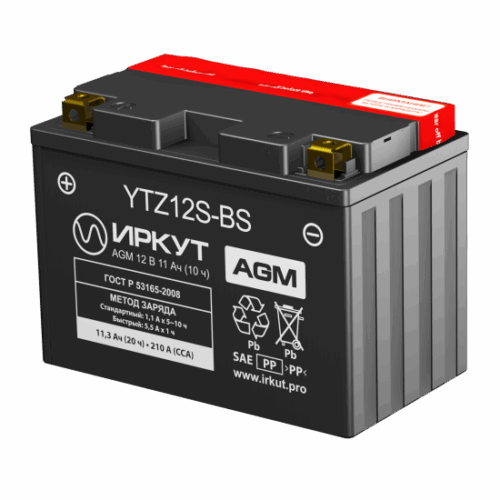 Аккумулятор ИРКУТ YTZ12S-BS [151х87х110]