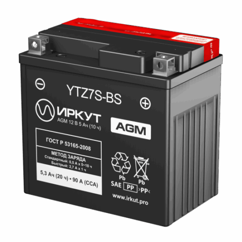 Аккумулятор ИРКУТ YTZ7S-BS AGM  [113х70х107]
