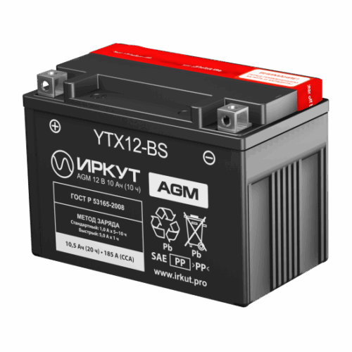 Аккумулятор ИРКУТ YTX12-BS AGM  [151x87x131]